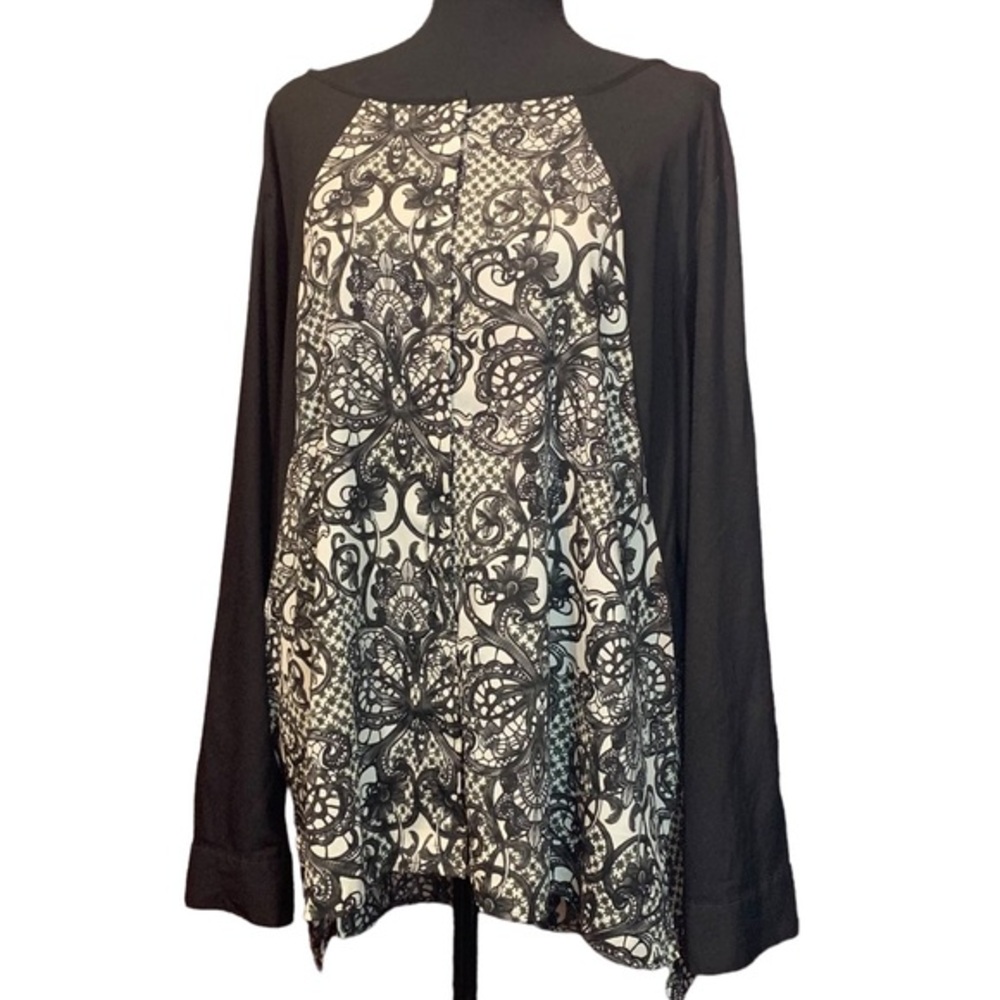 Calvin Klein Women’s Blouse Top Black and White 2XL